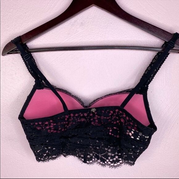 PINK by Victoria’s Secret Eyelet Lace Underwire Bralette Black XS - Picture 4 of 12